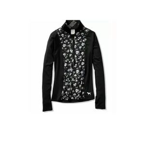 VS PINK Ultimate Deep-Zip Black Wildflower Track Jacket